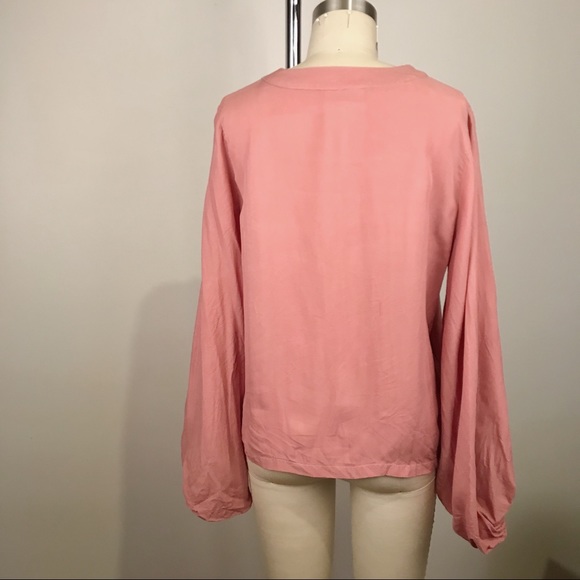 Minimun V-Neck Rose Bishop Sleeve Blouse Size 6 - Picture 5 of 6